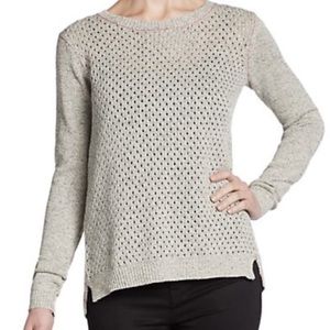 Rebecca Taylor Perforated Marled Gray Sweater,sz S